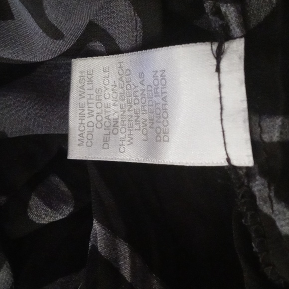 The Avenue Sheer Black Floral Multi Long Sleeve Button Front Ruffle at Neckline - Picture 8 of 8